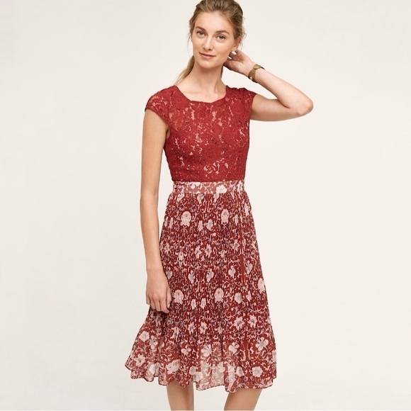 Anthropologie Dresses & Skirts - Anthropologie Plenty by Tracy Reese Arcadia Pleated Floral Midi Dress Crimson 8